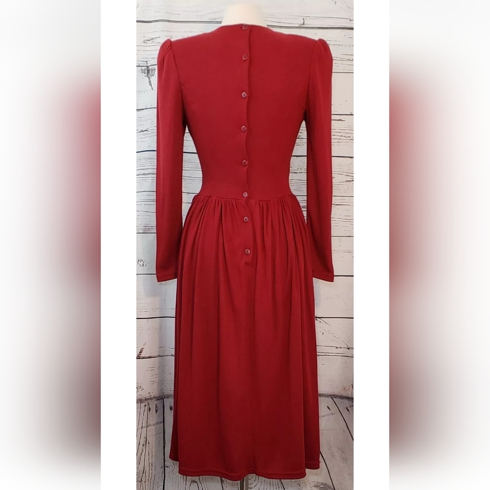 Vintage Gunne Sax Dress, Red Christmas Dress, White Lace, Size 9, Medium RARE! - Picture 5 of 9